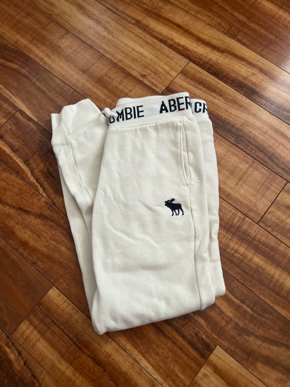 Abercrombie & Fitch Cream Logo Elastic-Waist Joggers Kids